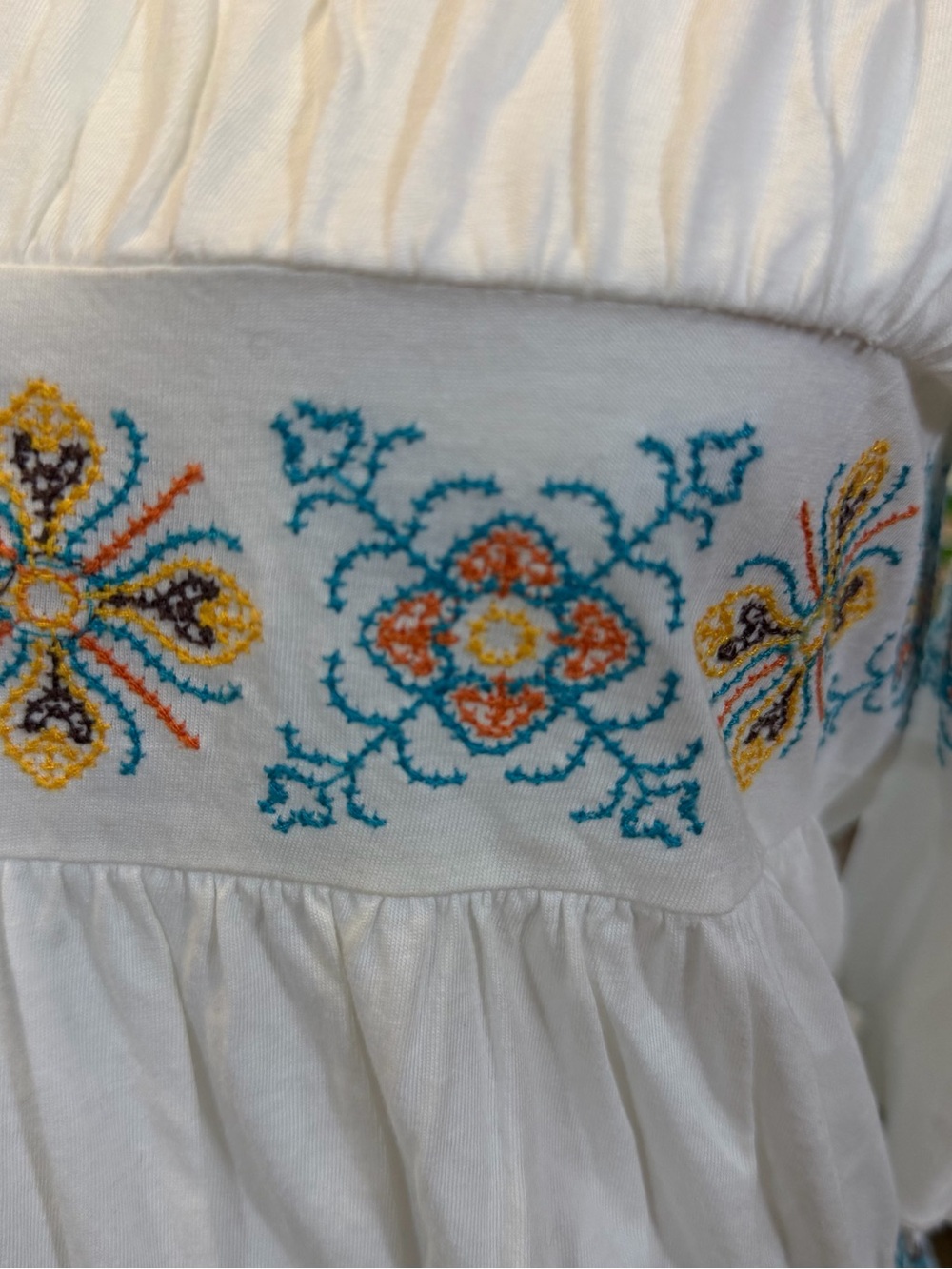 Sundance Cassandra Top Boho Southwestern 100%Cotton Floral Peasant Blouse XS - Picture 5 of 8